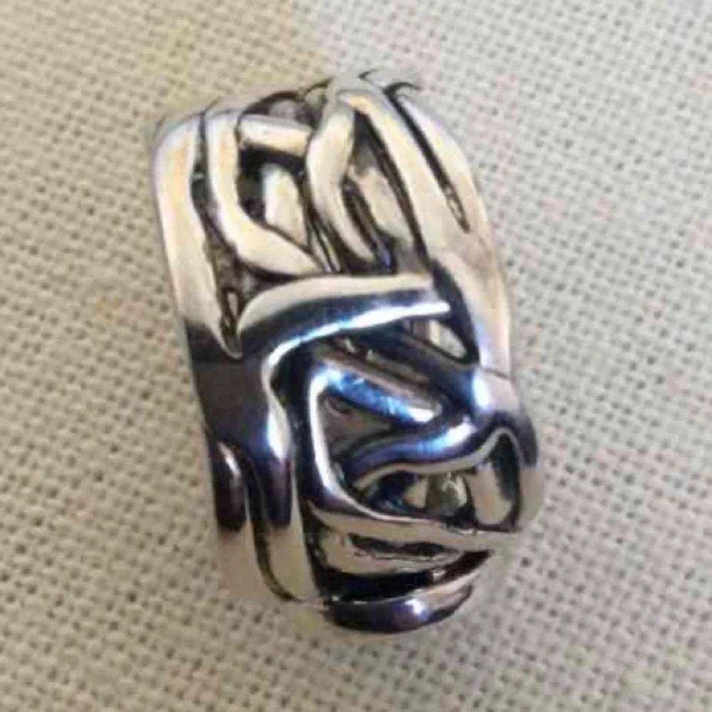 Silpada Ring - Retired - Woven Sterling Silver Band with coin Pearl- size 10 - Picture 6 of 9